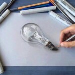 Picha ya balbu iliyochorwa kwa mkono