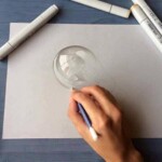 Katika hatua za kuchora picha ya balbu.